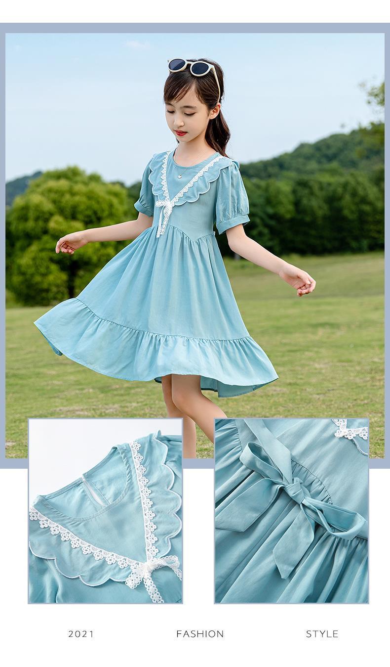 夏季新款中大童洋气棉布裙儿童夏装适合3-16岁小女孩夏天穿的公主裙