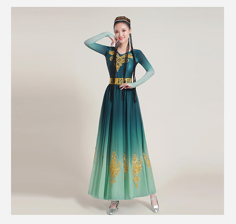 新疆维吾尔族衣服女演出服舞蹈服少数民族维族裙裙子舞大摆裙舞蹈