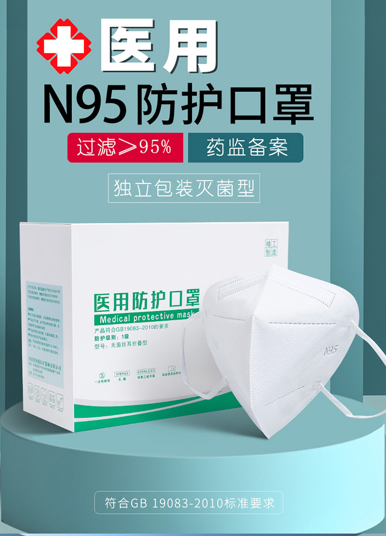 n95口罩kn95医护专用医用折叠式防护外科级别五层独立包装医用n95独立