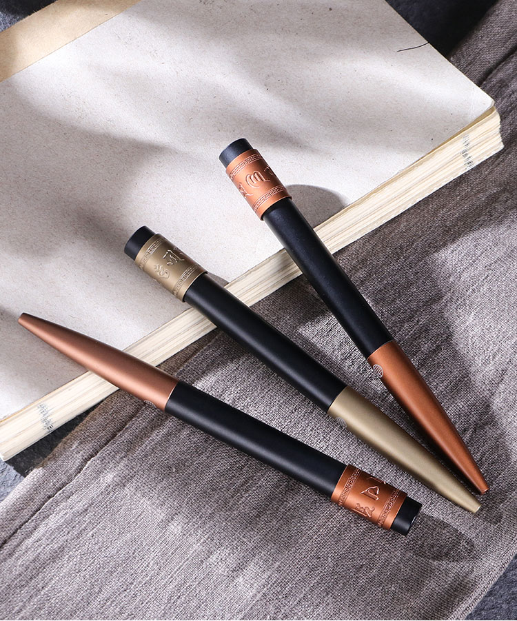 转经轮笔观音心咒文殊心咒高档商务签字笔中性万物三千转经轮笔 黄