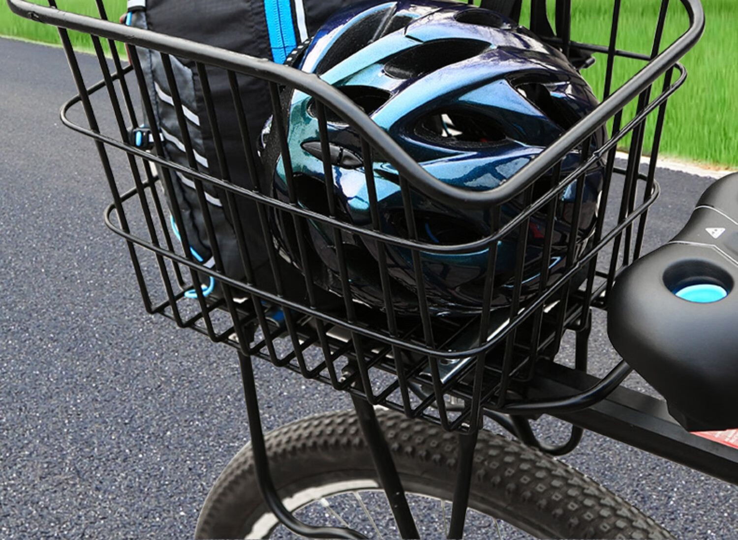 自行车后车筐山地单车加粗后座篮折叠车篮子后货架车框菜篮宠物篮通用