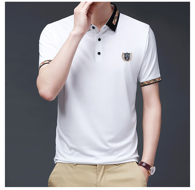 南极人品牌背心男夏季短袖polo汗衫男士修身中青年纯色刺绣翻领丝滑薄