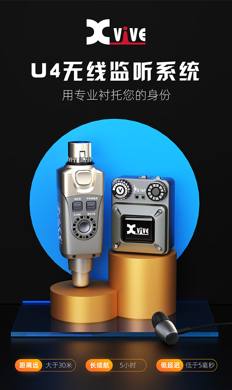 xviveu4无线监听耳返发射器系统24ghz无线30米距离抗干扰专业舞台演出