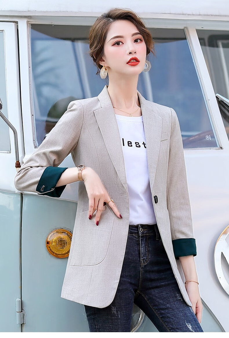 简蜓小西装外套女春秋新款网红休闲西服韩版设计感上衣气质英伦风黑色