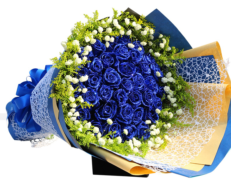 钰尚鲜花速递全国同城蓝色妖姬生日花束送上海无锡北京南京杭州广州19