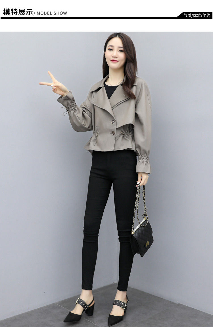 木林森授权小个子风衣女短款新款春秋矮百搭显高150cm流行女装短装