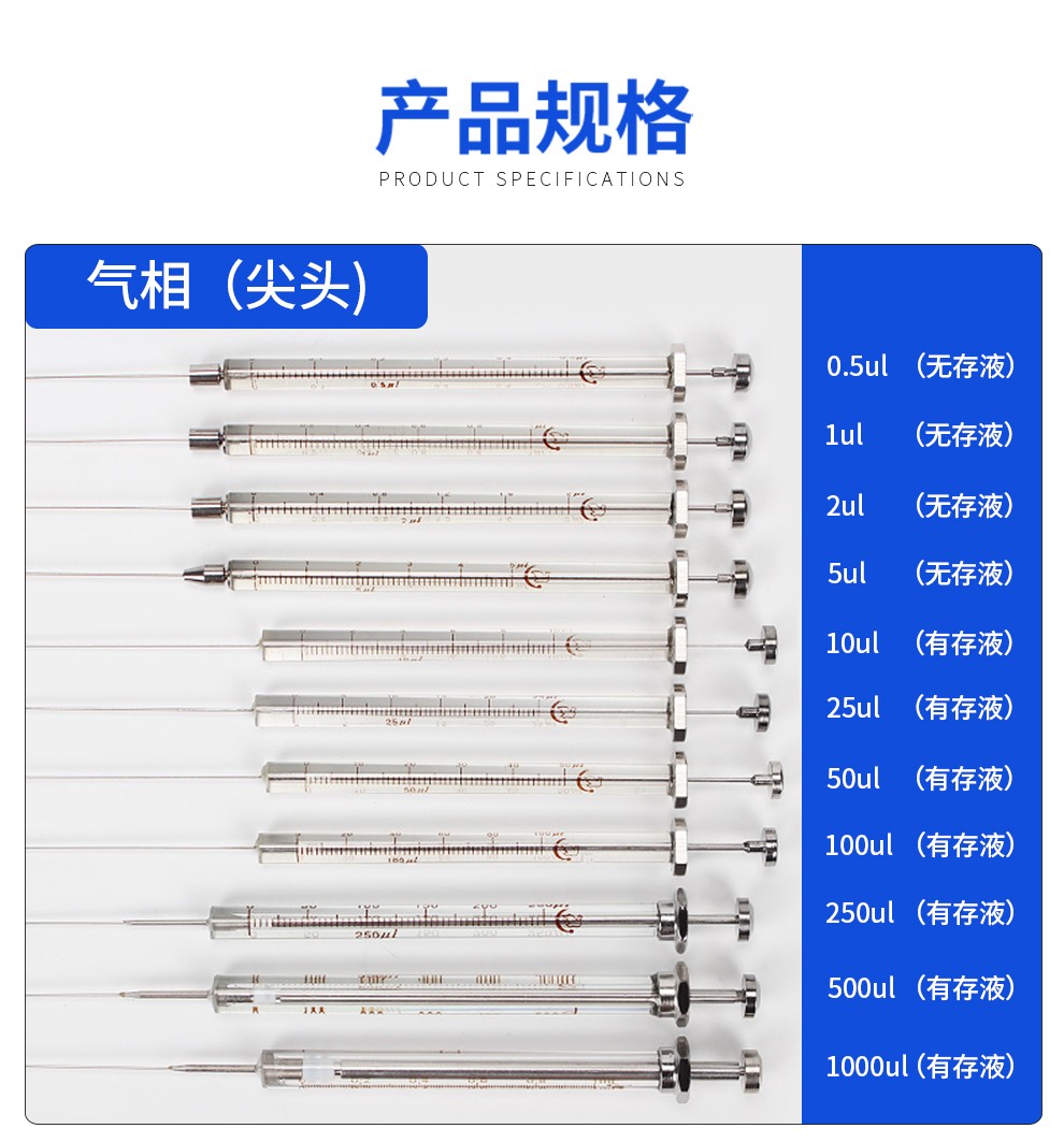上海高鸽 微量进样器进样针l微升 尖头(气相) 0.5ul