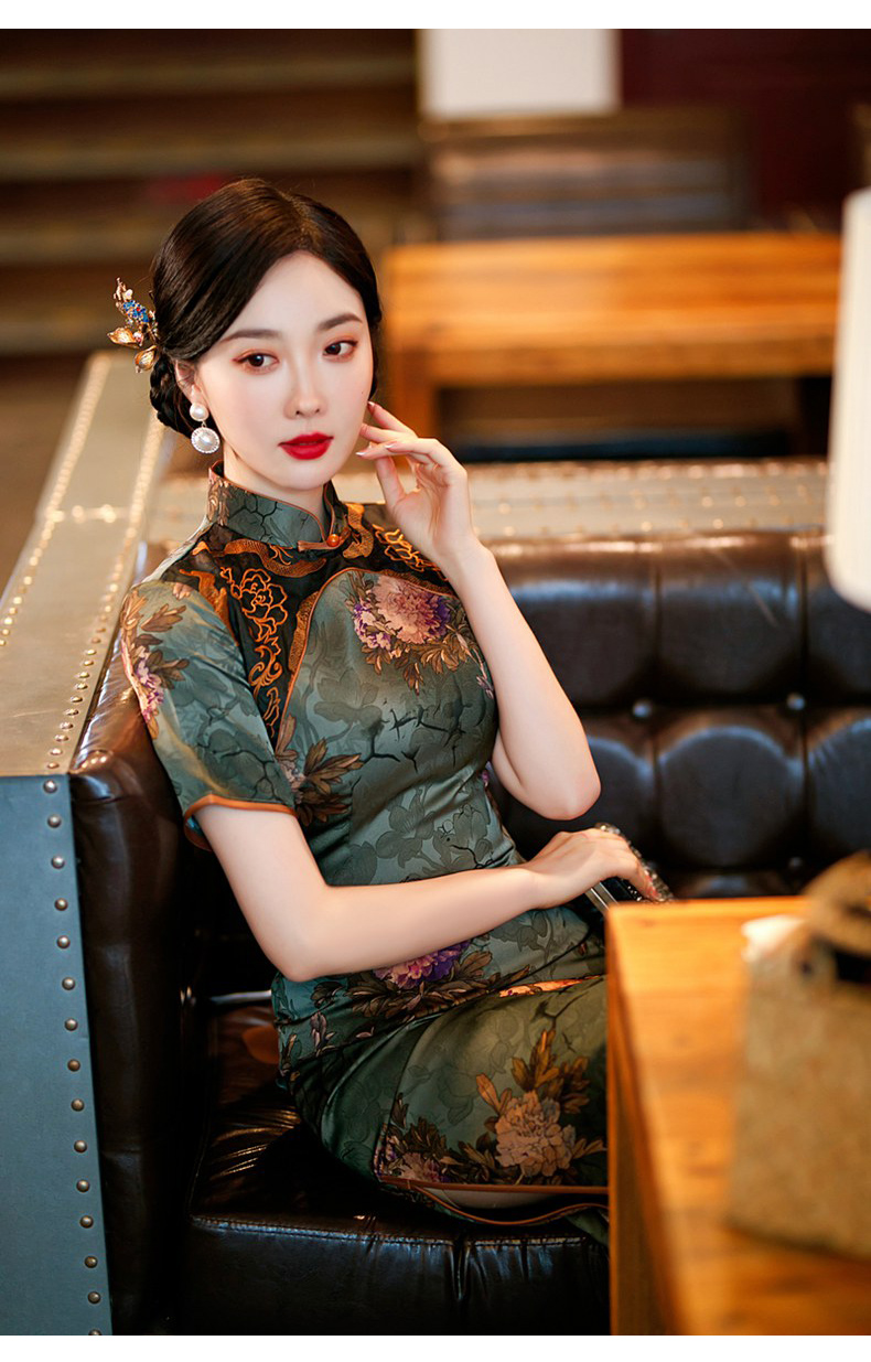 恒源祥彩羊特价捡漏花朵旗袍2022年新款大码改良中长款复古民国风改良