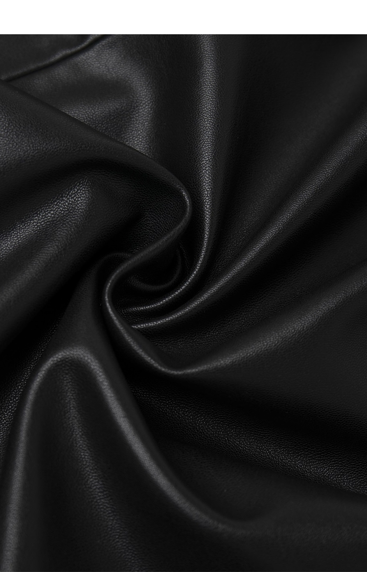 yiner音儿专柜女装2022春季新款拼接蕾丝提花皮质半身裙黑色36