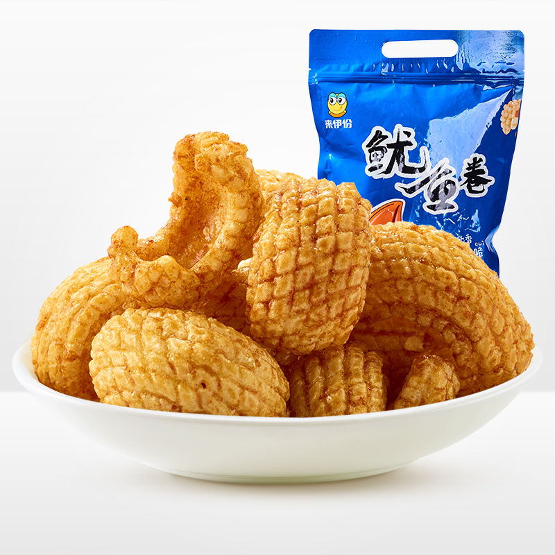 来伊份鱿鱼卷188g膨化零食鱿鱼圈鱿鱼酥大包鲜办公室休闲食品来伊份