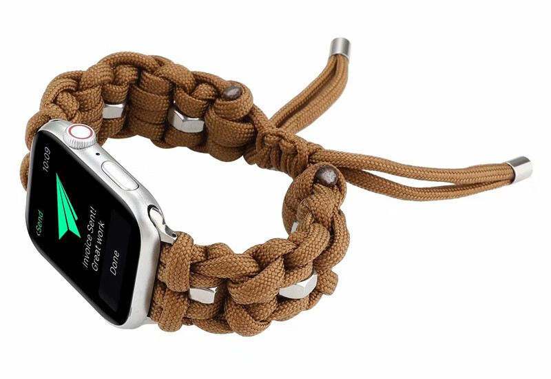 适用watch7/s8表带运动户外编织伞绳表带iwatch7/8代帆布手表带 黑色