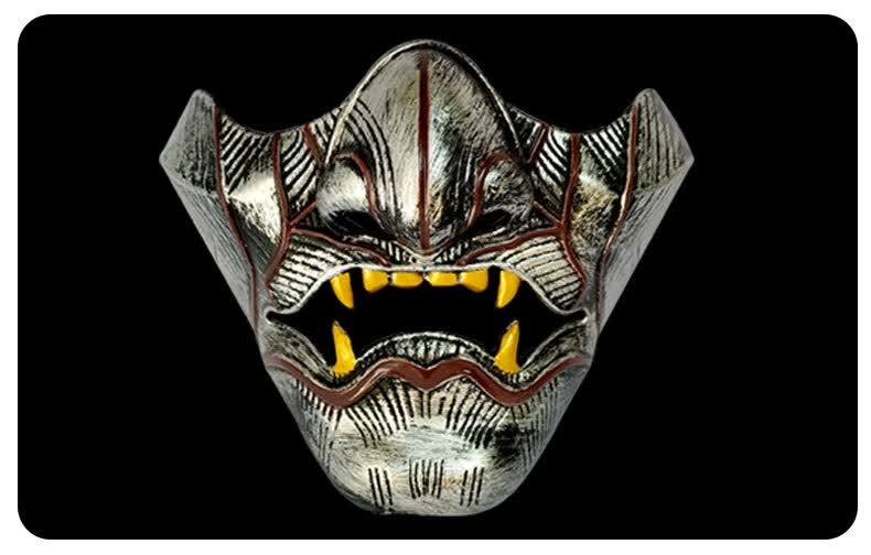 鬼武士面具半脸新般若面具男女鬼半脸对马岛之魂黑白金银日本武士二