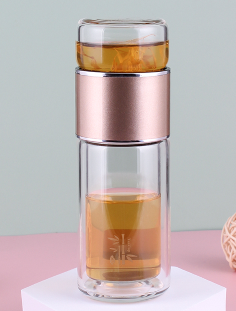 金力玻璃杯双层茶水分离泡茶杯玻璃杯迷你男女便携随手杯创意过滤水