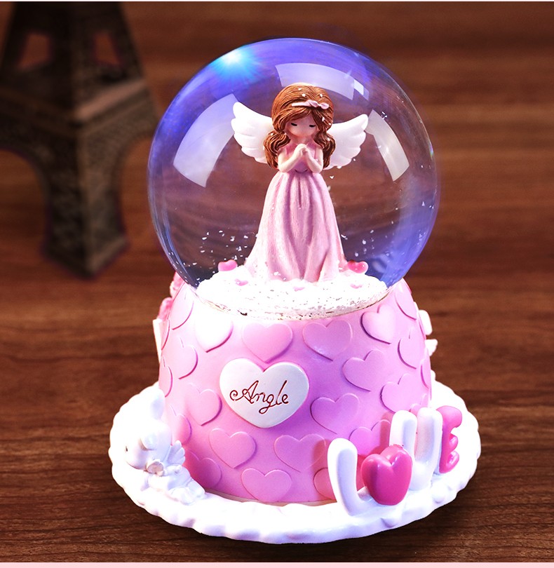 羡仙阁 水晶球音乐盒爱莎公主八音盒女生儿童玩具梦幻小女孩生日礼物