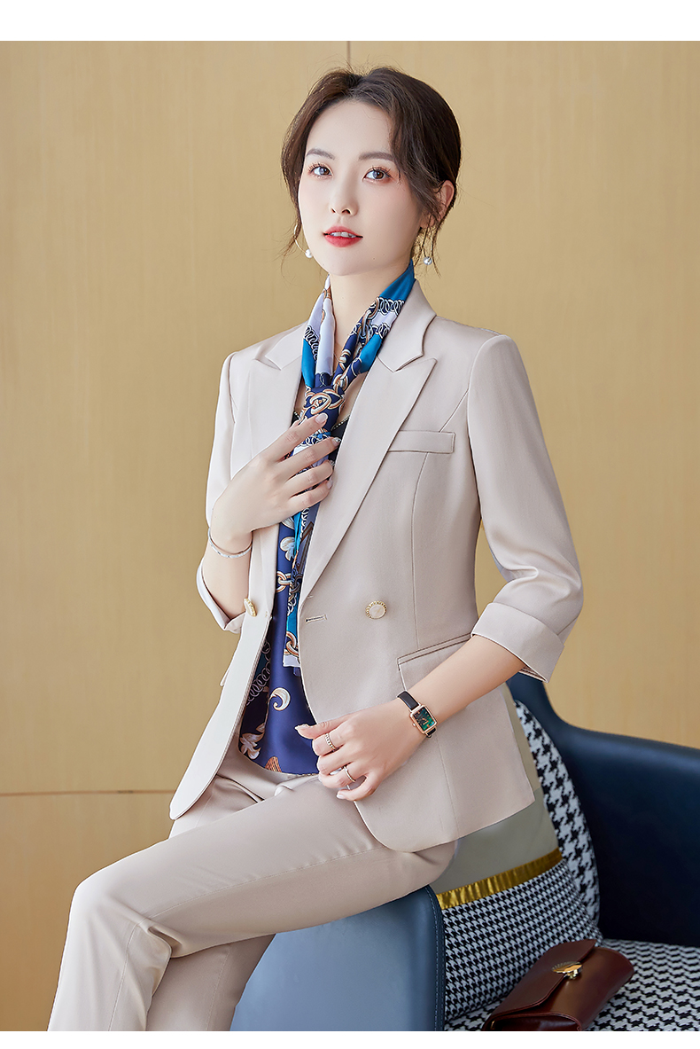 白领主持人工作服女士职业装夏季感套装女西装正装秋西服气质播音艺考