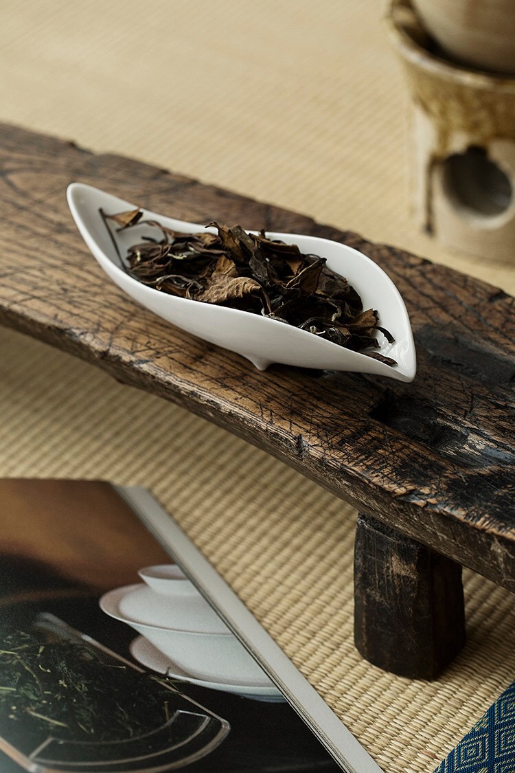 素以 德化白瓷小桥茶荷赏茶茶则禅意陶瓷功夫茶具配件茶道零配 小桥茶