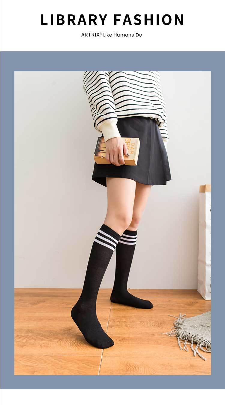 原色猫 学生长筒袜夏季二三四条杠长袜子女道小腿袜高筒学院风足球袜