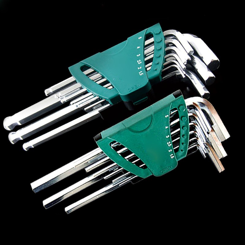 内六角扳手套装9件套公制英制加长特长平头内六方工具组套英制内6角板