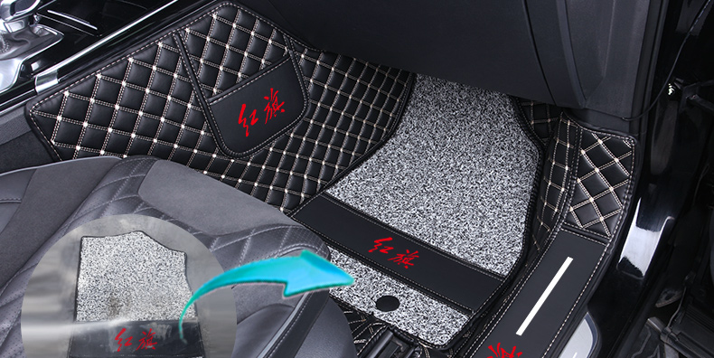 2022款红旗hs5脚垫适用于h5h7hs7h9专用包围汽车双层黑金黑灰防踢垫