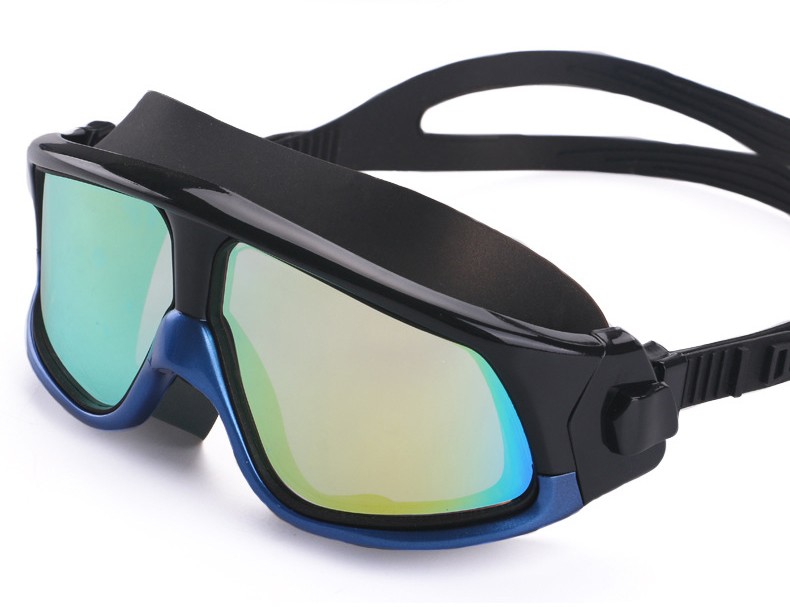 游泳镜大框男女高清潜水镜防水防雾游泳眼镜泳镜佩戴舒专业竞技蓝黑