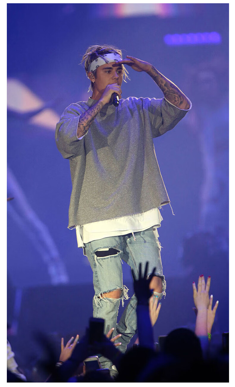 威乐思欧美风高街侃爷比伯中长款背心男前短后长开叉色打底衫 674长款