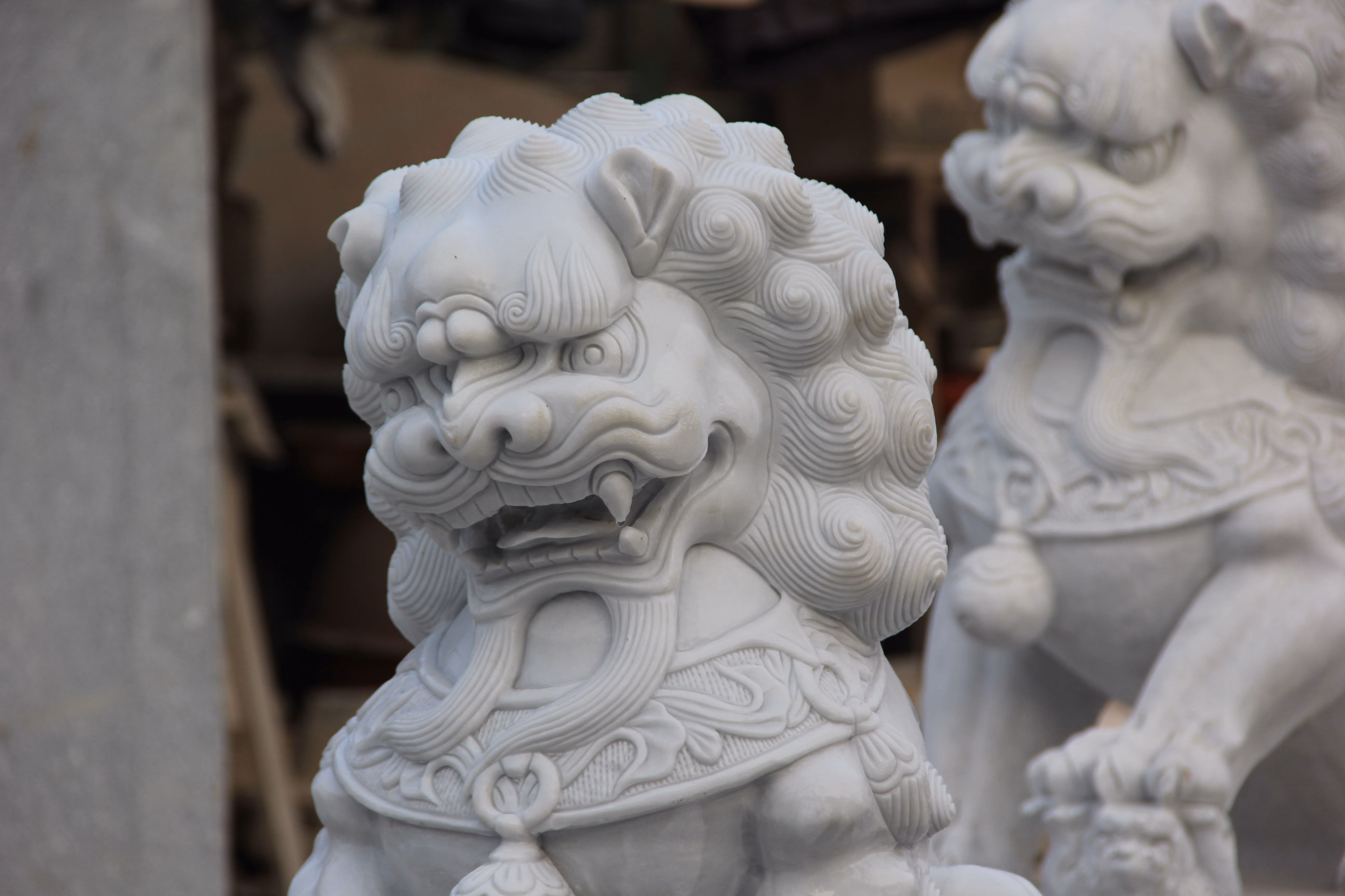 汉白玉石狮子一对看门镇宅庭院摆件家用门口石雕青石狮子镇墓小号