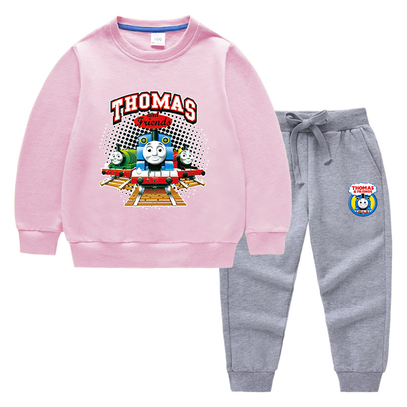 儿童卫衣套装春款男孩子托马斯小火车衣服女宝宝棉质印花学生休闲运动