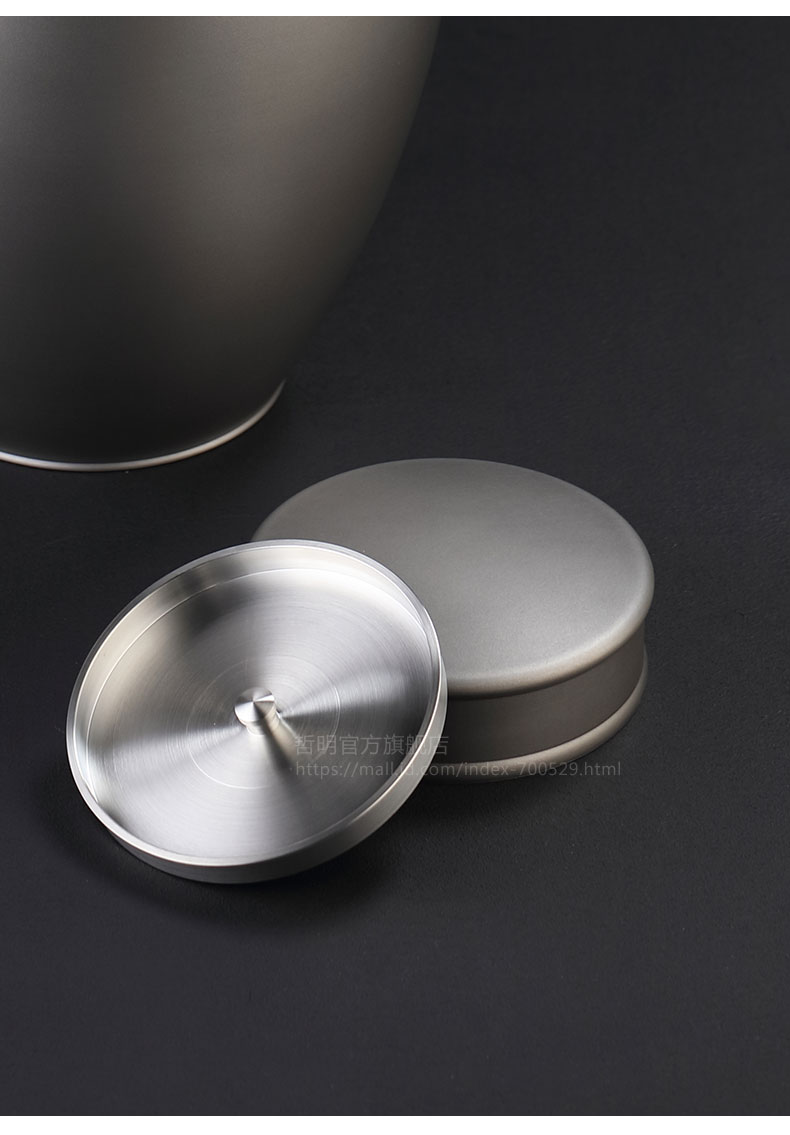 哲明纯锡茶叶罐锡制茶罐家用存茶罐做旧素黑双盖密封大锡罐