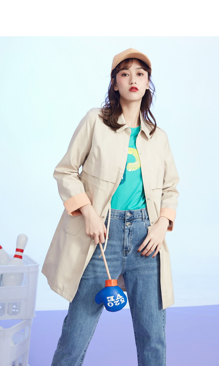 女装 风衣 ief ief/爱依服风衣女中长款2020春装新款韩版时尚百搭简约