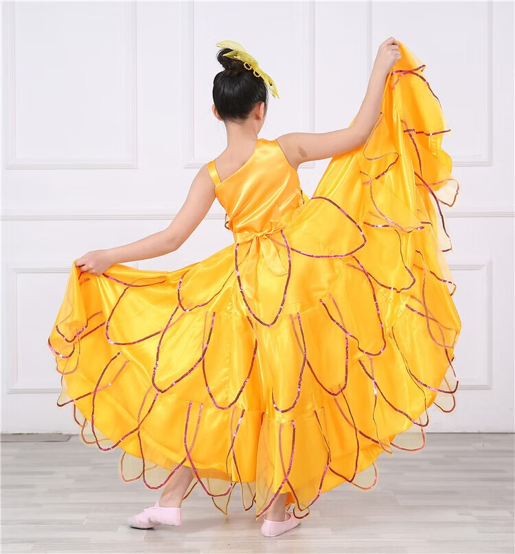 六一斗牛演出服装幼儿园表演西班牙斗牛士大摆裙舞裙开场舞女 粉红色