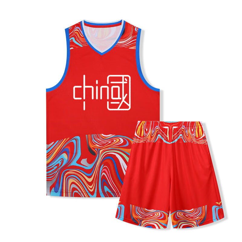 rpgf 中国风篮球服运动套装男儿童大学生比赛训练美式球衣定制背心印