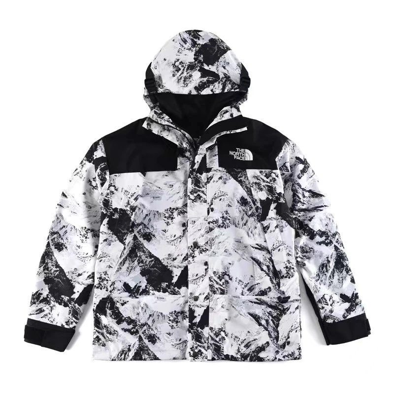 冲锋衣1990男户外休闲连帽保暖登山服女防风拼接夹克 pt1990雪山白 xs