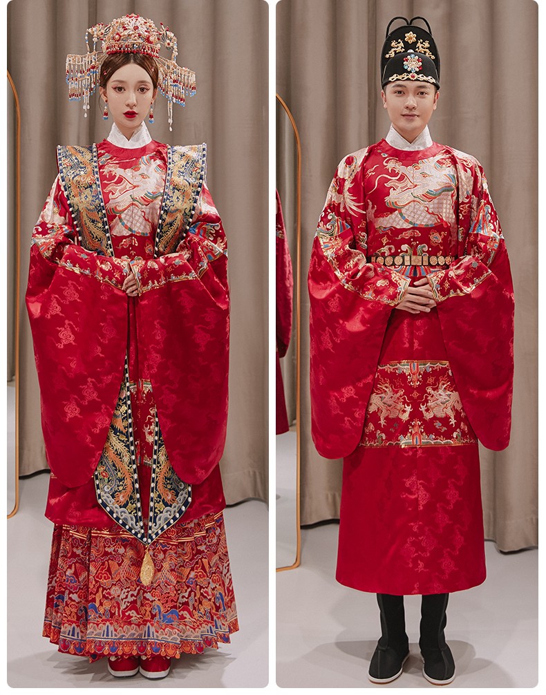龙曼尼仕明制汉服婚服凤冠霞帔男女套装2022年新款中式中国风新娘结婚