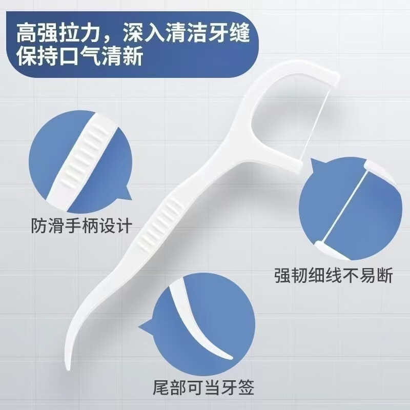 灰妮子美妆工具 高分子牙线棒超细牙线清洁扁线弓形牙签线剔牙棒牙缝刷 4盒200只