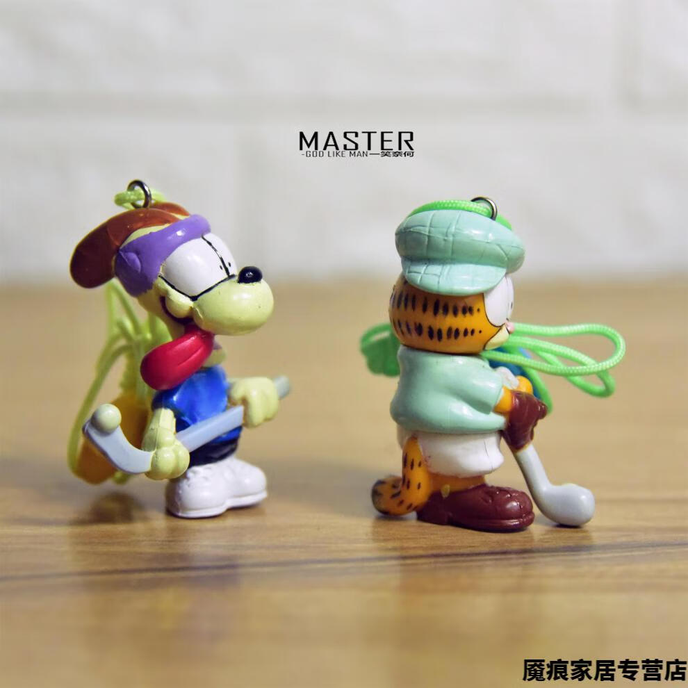 加菲猫欧弟欧迪运动系列公仔模型摆件挂件人偶随机2个高约5cm