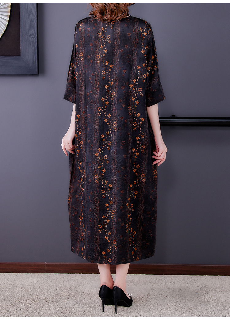 富贵鸟品牌大码香云纱连衣裙反季女装清仓特价高端重磅含真丝桑中年人