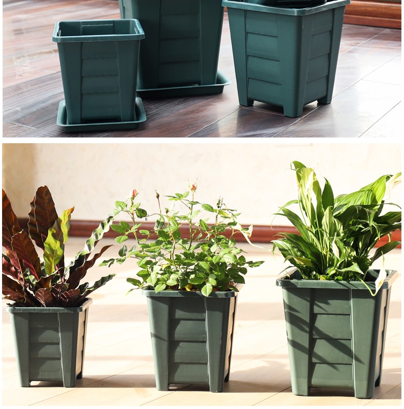 方加厚塑料树脂升级透气青山盆方口控根花盆月季花种植盆 【5个装】鼎