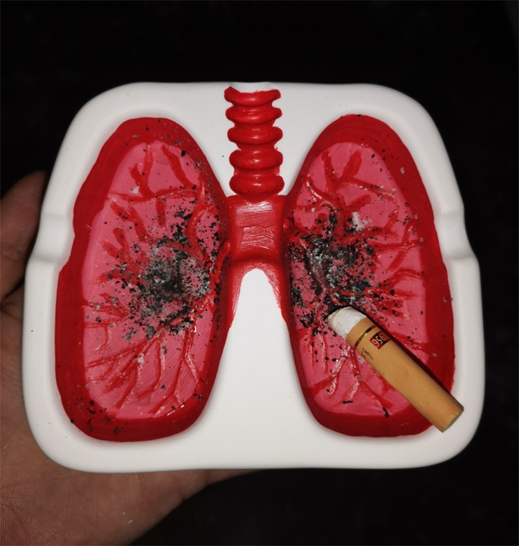 赟娅肺部形状的烟灰缸红色抖音同款创意个性摆件戒烟咳嗽灰缸送男友