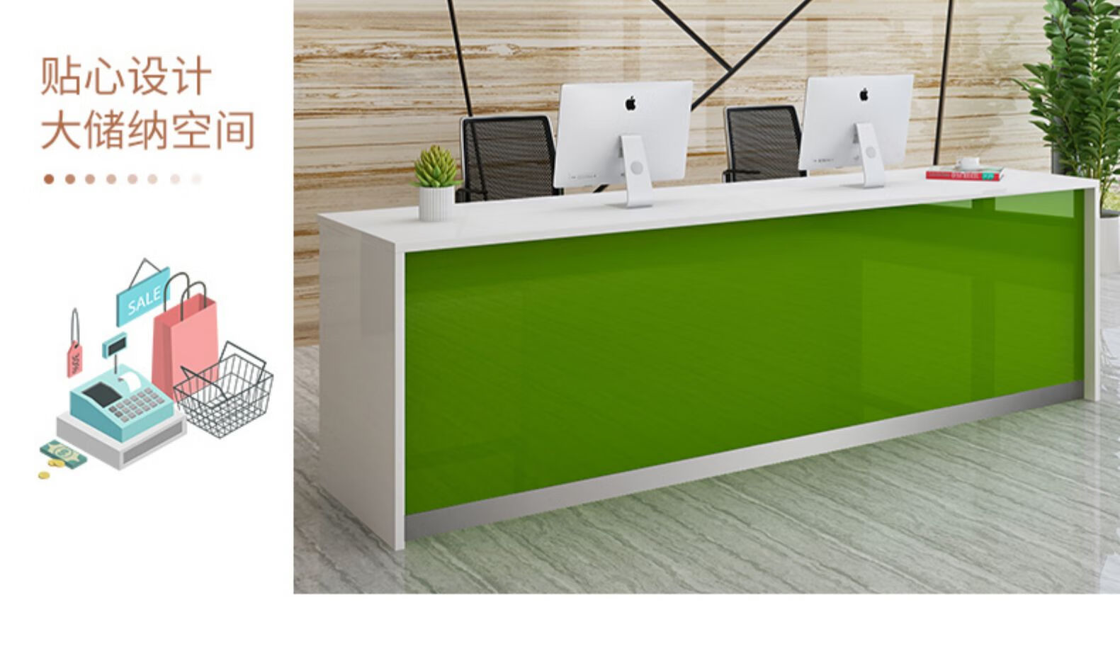 迈亚仿大理石前台接待台旅行社接待台收银台吧台前台桌房产前台桌烤漆