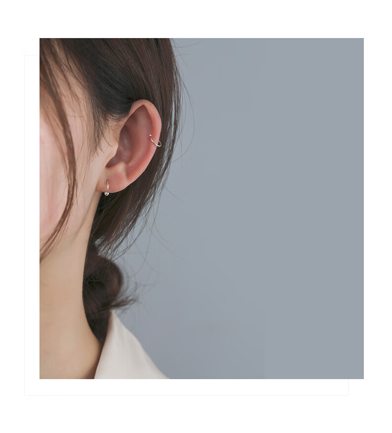 向晚银饰小圈圈耳圈圆圈s925银耳环女不易过敏养耳洞圆环耳饰10mm银色