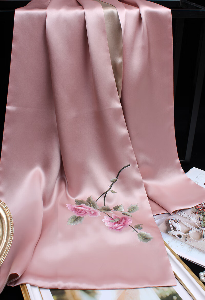 苏州刺绣丝巾女桑蚕丝真丝纯手工围巾中老年士礼物丝绸苏绣披肩旗袍外