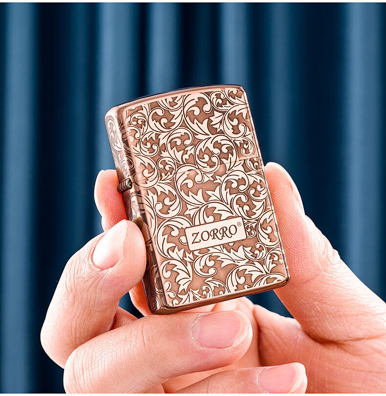 打火机紫铜煤油打火机唐草蚀刻精雕创意个性潮复古怀旧砂轮火机礼物