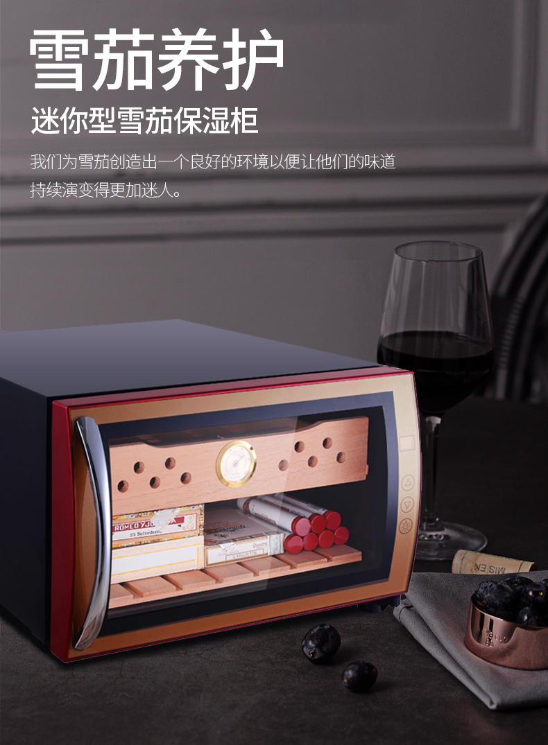 美伴家(meibanjia)雪茄柜恒温保湿小雪茄箱迷你电子控温冷藏雪茄红酒