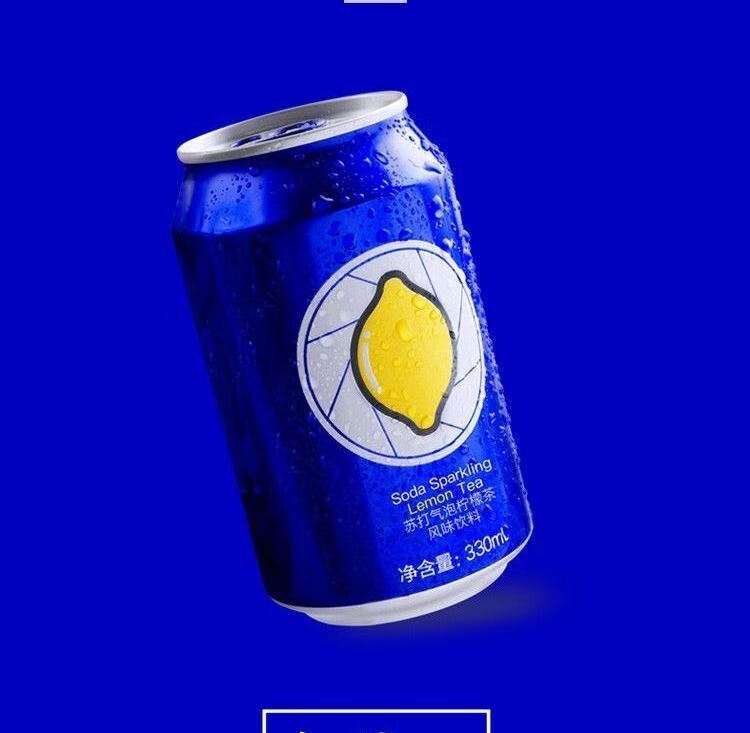 小蓝罐苏打水 气泡柠檬茶 饮料2021网红饮品气泡水风味饮料整箱 6罐装