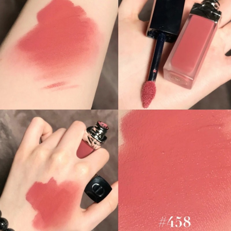 迪奥dior蓝金红唇红管口红哑光黑盖唇釉458