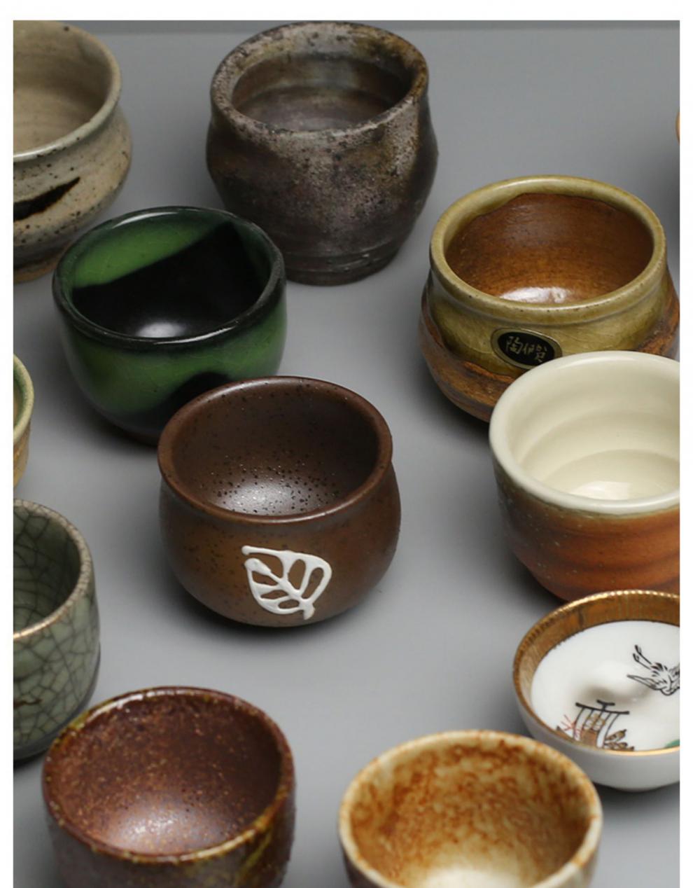 日本进口小茶盏日式功夫茶茶杯信乐烧备前烧柴烧清酒白酒杯粗陶杯