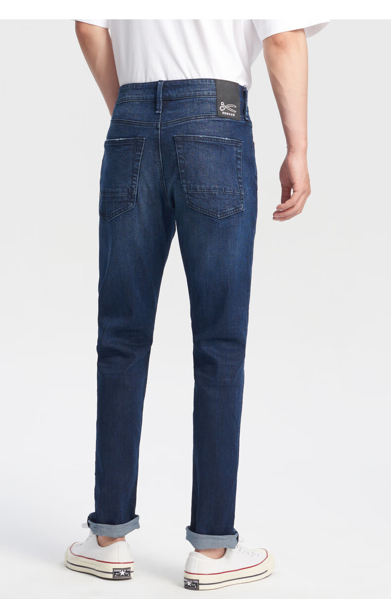 denham2022年秋新品男士零棉环保深色水洗修身剪刀牛仔裤razor 蓝色