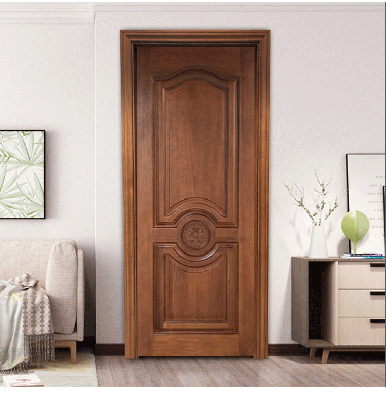 实木门红橡沙比利家用卧室门新中式极简房间原木门 巴西花梨-【图片