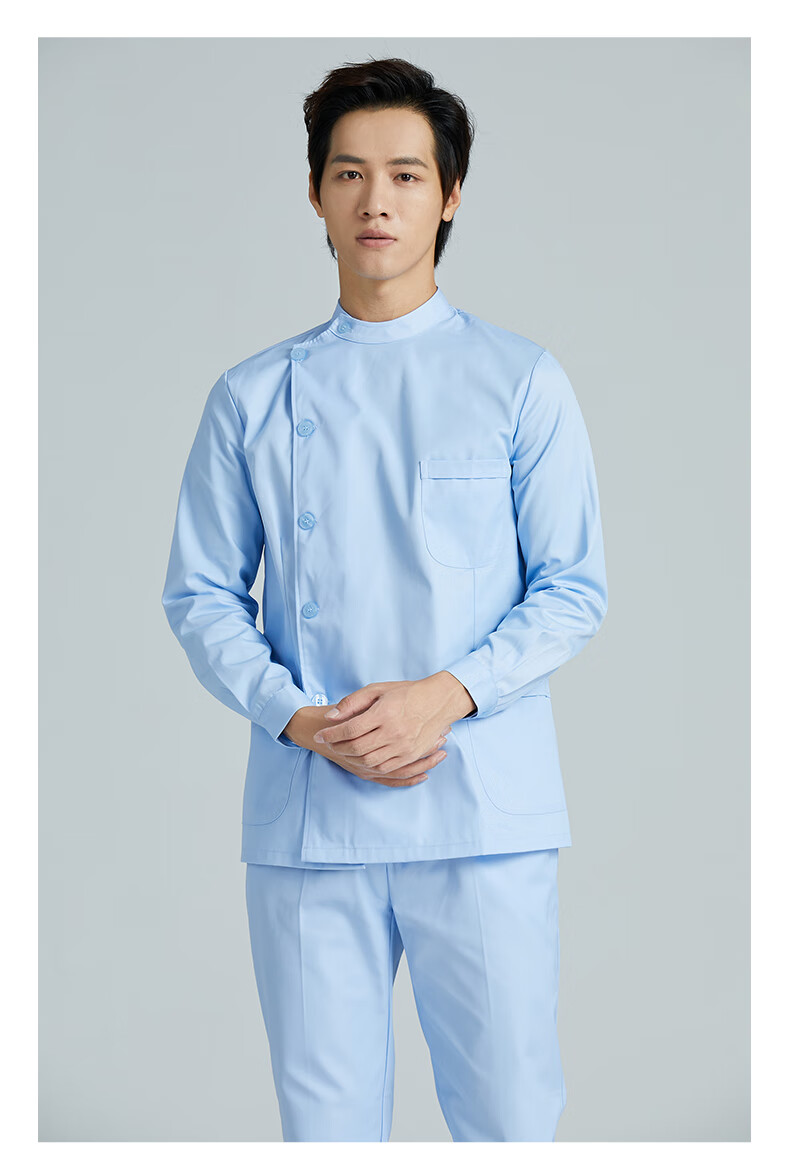 牙医口腔科医生工作服冬季男护士服短袖分体套装白大褂短款长袖立领一