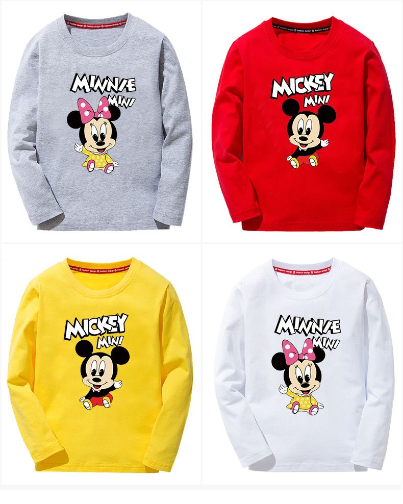 迪士尼(disney)授权男童米奇长袖t恤儿童米老鼠米妮纯棉女童打底衫